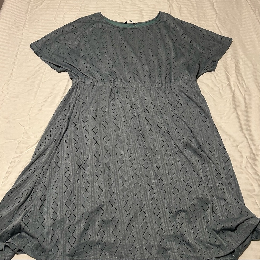 BloomChic Teal Eyelet Midi Dress